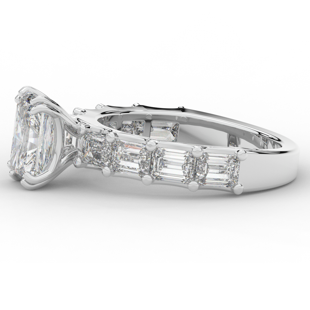 3.75CT.TW RADIANT LAB DIAMOND SOLITAIRE ENGAGEMENT RING - Nazarelle