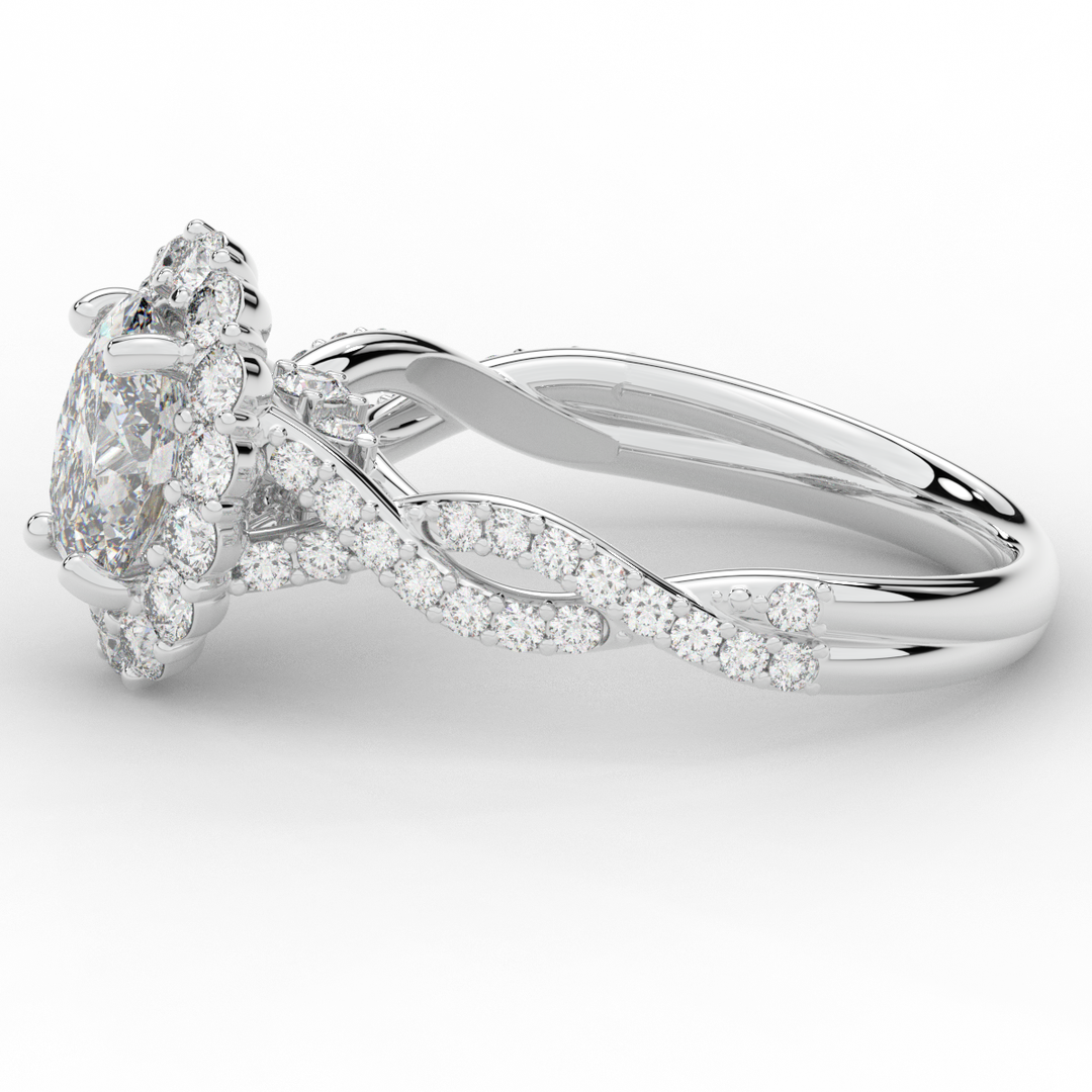 1.75CT.TW OVAL LAB DIAMOND HALO TWIST BAND ENGAGEMENT RING - Nazarelle