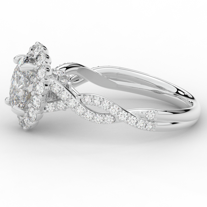 1.75CT.TW OVAL LAB DIAMOND HALO TWIST BAND ENGAGEMENT RING - Nazarelle