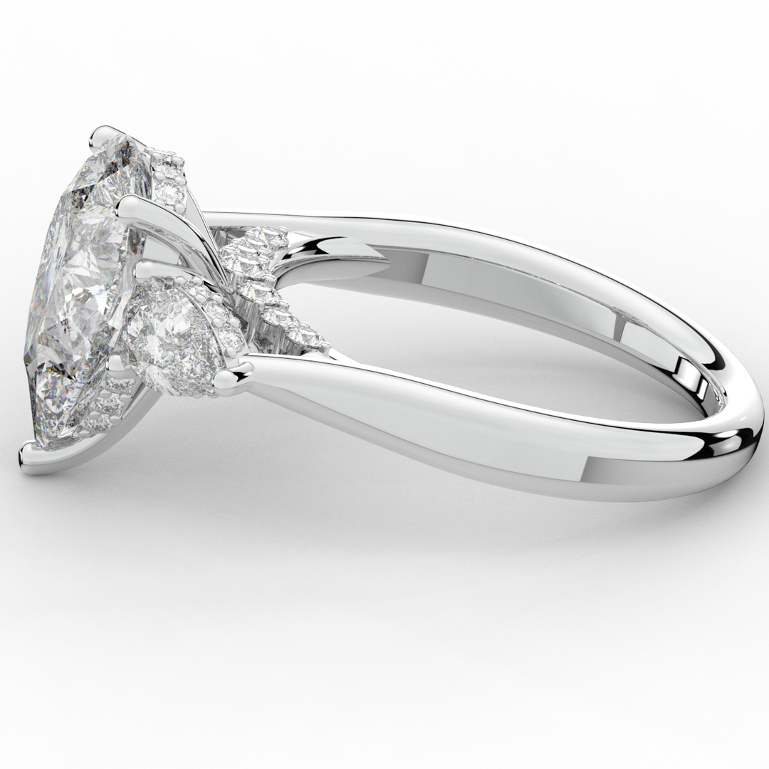 3.70CT.TW PEAR LAB DIAMOND 3 STONE ENGAGEMENT RING - Nazarelle