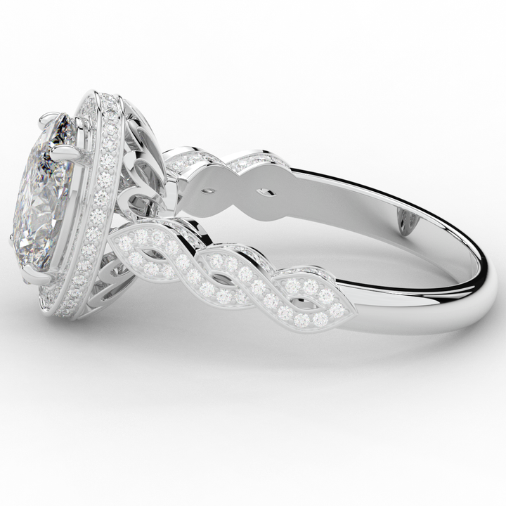 3.10CT.TW OVAL LAB DIAMOND HALO ENGAGEMENT RING - Nazarelle