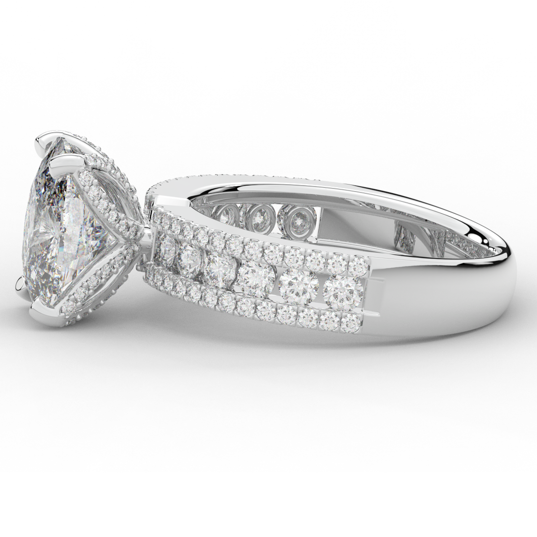 3.95CT.TW CUSHION LAB DIAMOND SOLITAIRE ENGAGEMENT RING - Nazarelle