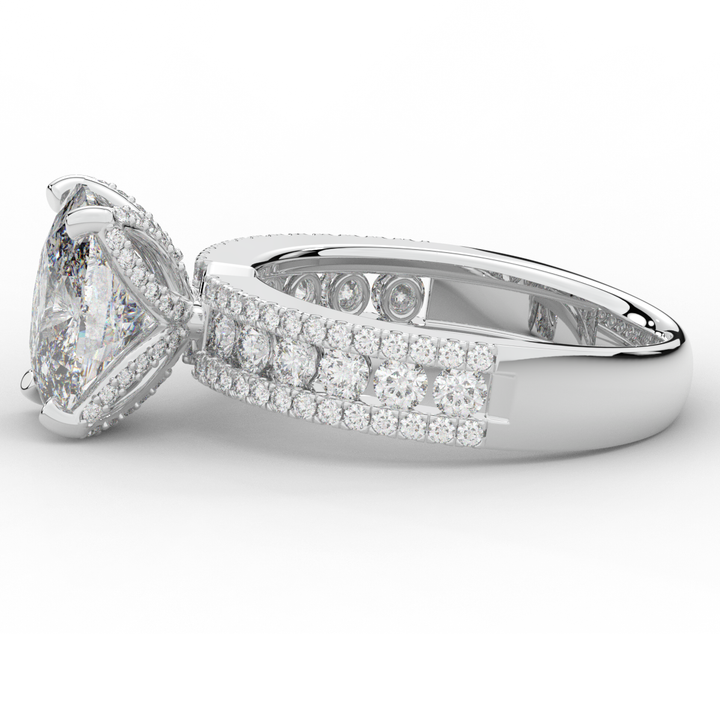 3.95CT.TW CUSHION LAB DIAMOND SOLITAIRE ENGAGEMENT RING - Nazarelle