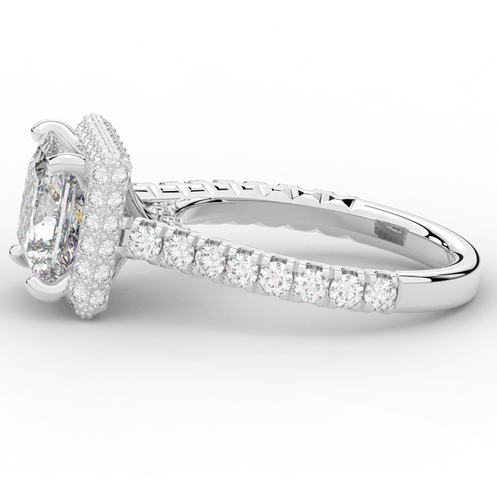 3.90CT.TW PRINCESS LAB DIAMOND HALO ENGAGEMENT RING - Nazarelle