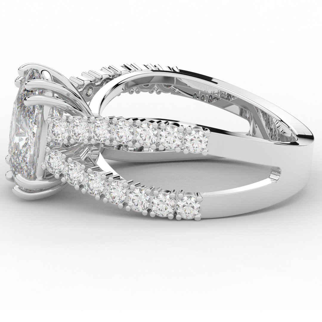 3.75CT.TW CUSHION LAB DIAMOND SPLIT BAND ENGAGEMENT RING - Nazarelle