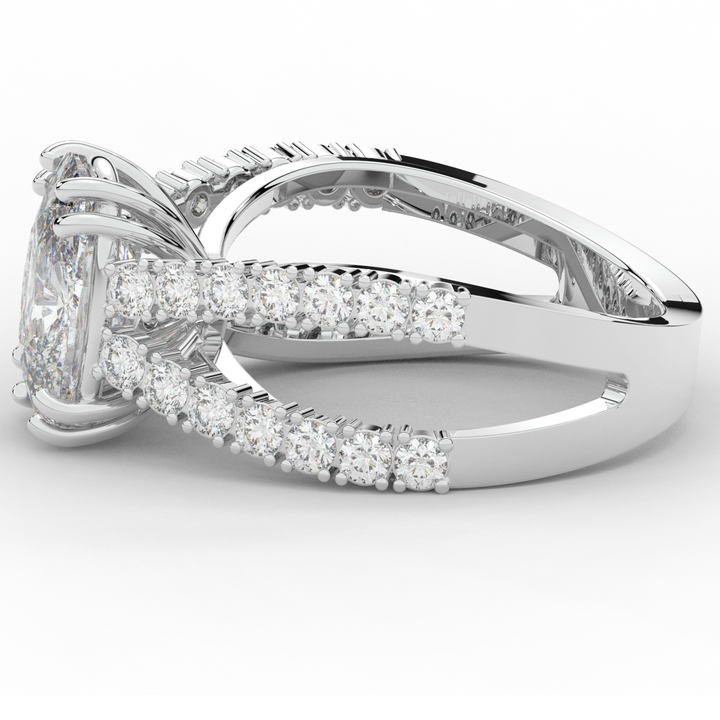 3.75CT.TW CUSHION LAB DIAMOND SPLIT BAND ENGAGEMENT RING - Nazarelle