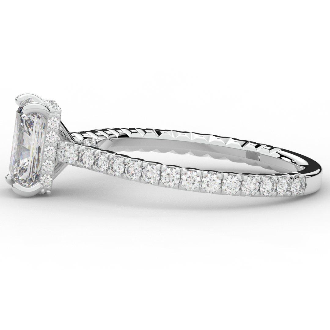 2.10CT.TW RADIANT LAB DIAMOND UNDERHALO SOLITAIRE ENGAGEMENT RING - Nazarelle
