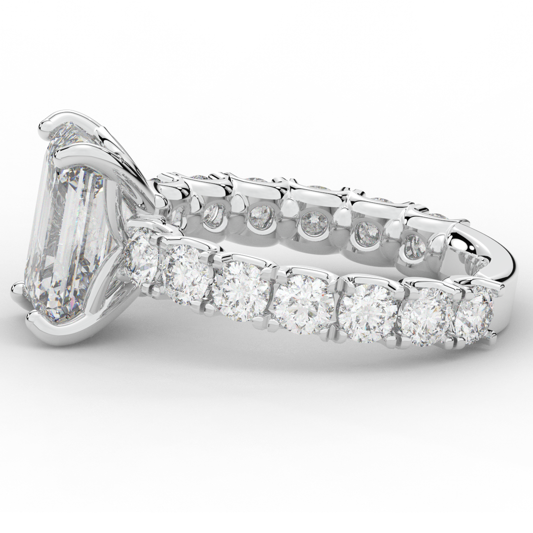4.35CT.TW EMERALD CUT LAB DIAMOND ENGAGEMENT RING - Nazarelle