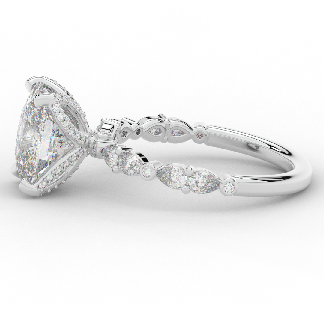 3.60CT.TW CUSHION LAB DIAMOND SOLITAIRE ENGAGEMENT RING - Nazarelle