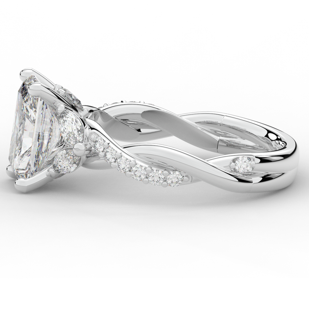 2.40CT.TW RADIANT LAB DIAMOND TWIST BAND ENGAGEMENT RING - Nazarelle