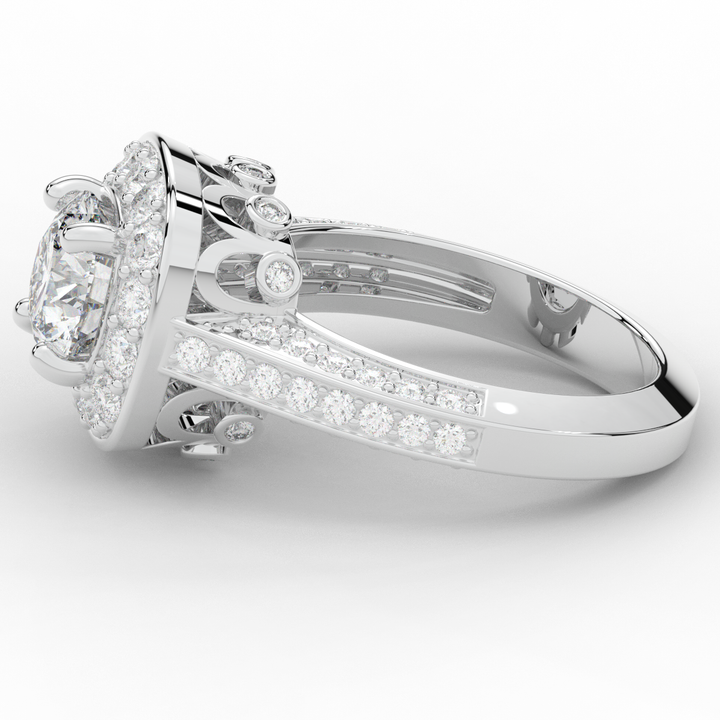 1.50CT.TW ROUND LAB DIAMOND HALO ENGAGEMENT RING - Nazarelle