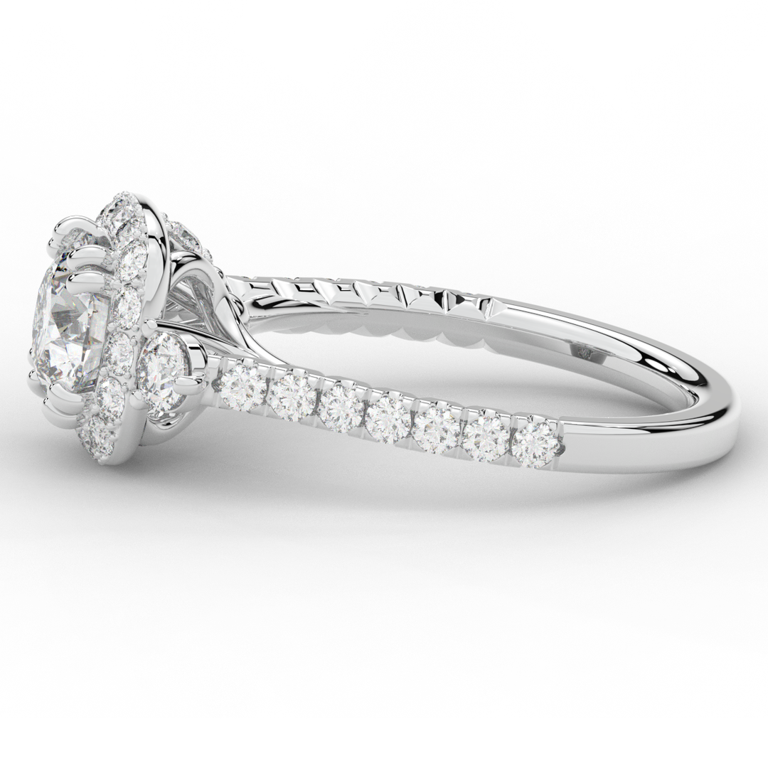1.75CT.TW ROUND LAB DIAMOND HALO ENGAGEMENT RING - Nazarelle