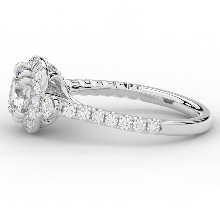 1.75CT.TW ROUND LAB DIAMOND HALO ENGAGEMENT RING - Nazarelle