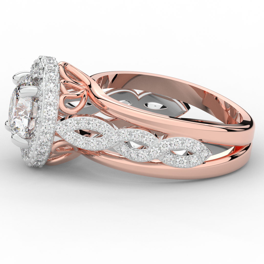 2.85CT.TW ROUND LAB DIAMOND HALO TWO TONE ENGAGEMENT RING - Nazarelle