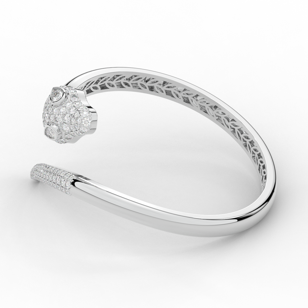 3.75CT.TW ROUND AND PEAR LAB DIAMOND SNAKE BANGLE - Nazarelle