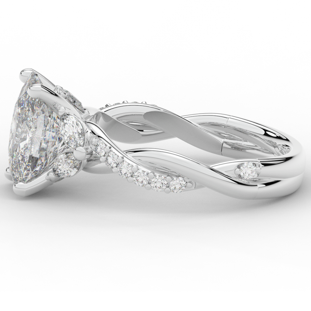 2.40CT.TW CUSHION LAB DIAMOND TWIST BAND ENGAGEMENT RING - Nazarelle