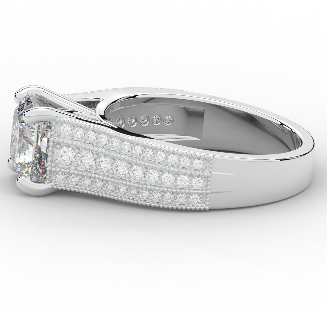 3.55CT.TW PRINCESS LAB DIAMOND ENGAGEMENT RING - Nazarelle