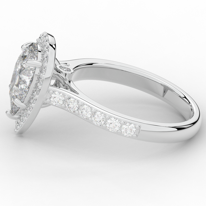 2.50CT.TW PEAR LAB DIAMOND HALO ENGAGEMENT RING - Nazarelle
