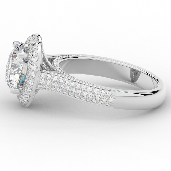 2.45CT.TW ROUND LAB DIAMOND HALO ENGAGEMENT RING - Nazarelle