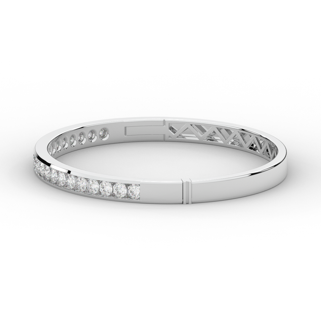 2.75CT.TW ROUND LAB CHANNEL SET DIAMOND BANGLE - Nazarelle