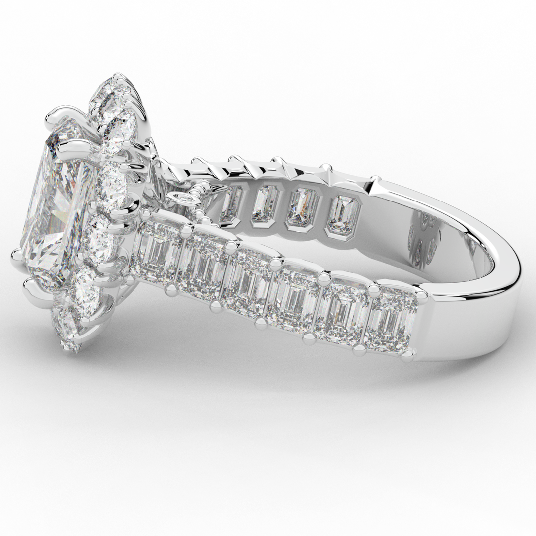 6.00CT.TW RADIANT LAB DIAMOND HALO ENGAGEMENT RING - Nazarelle