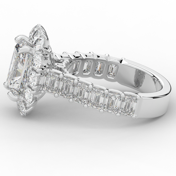 6.00CT.TW RADIANT LAB DIAMOND HALO ENGAGEMENT RING - Nazarelle