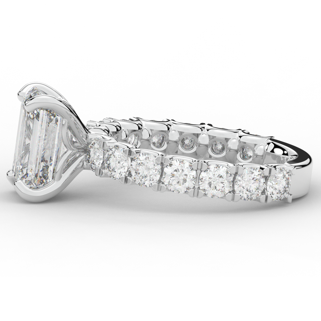 4.35CT.TW EMERALD CUT LAB DIAMOND ENGAGEMENT RING - Nazarelle