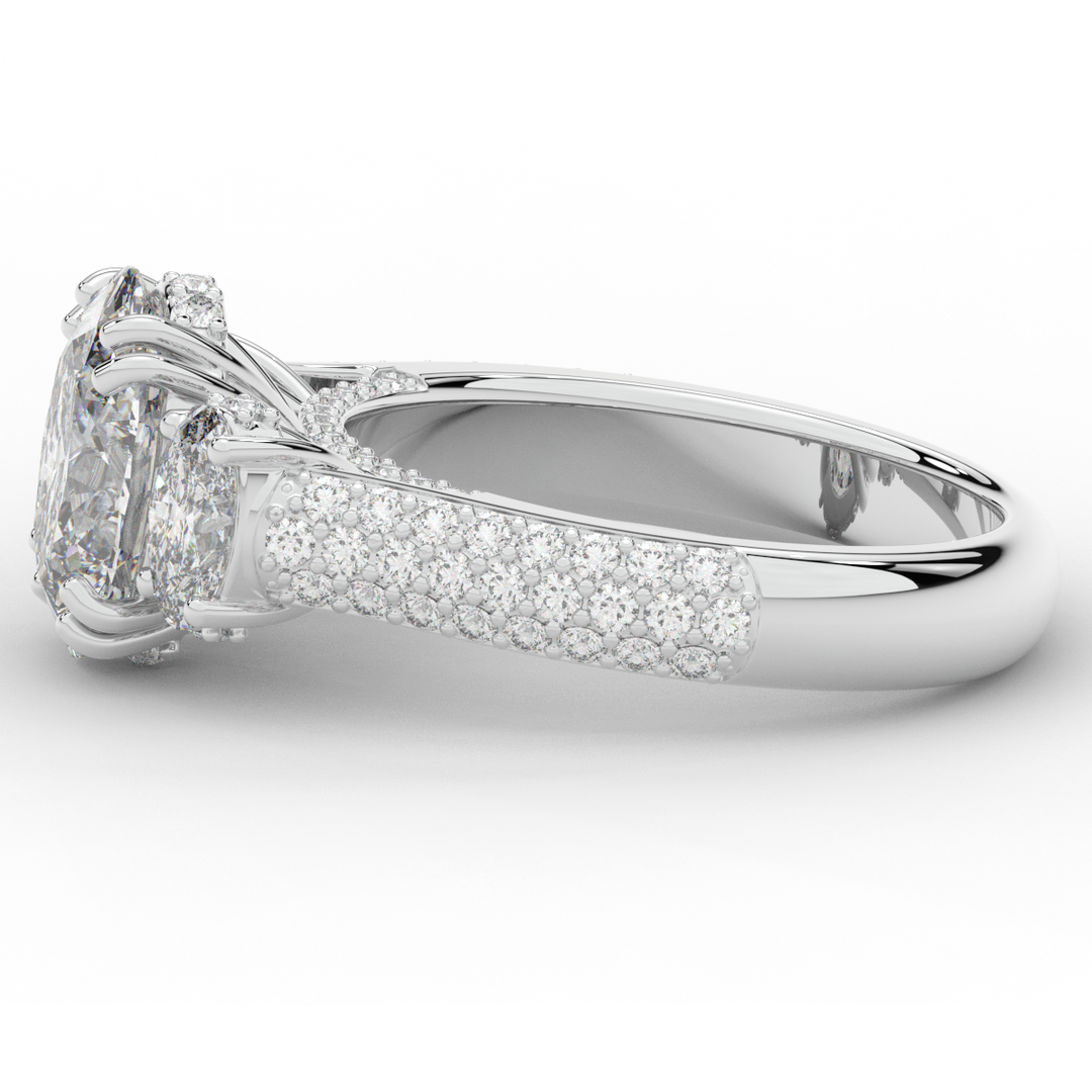 3.70CT.TW OVAL LAB DIAMOND 3 STONE ENGAGEMENT RING - Nazarelle