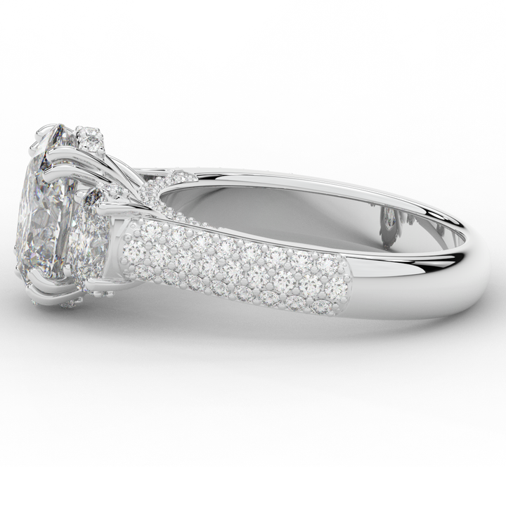 3.70CT.TW OVAL LAB DIAMOND 3 STONE ENGAGEMENT RING - Nazarelle