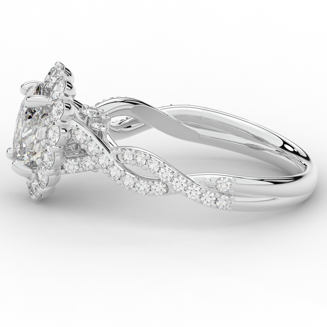 1.75CT.TW OVAL LAB DIAMOND HALO TWIST BAND ENGAGEMENT RING - Nazarelle
