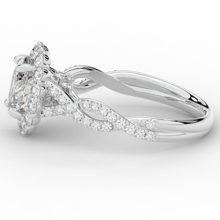1.75CT.TW OVAL LAB DIAMOND HALO TWIST BAND ENGAGEMENT RING - Nazarelle