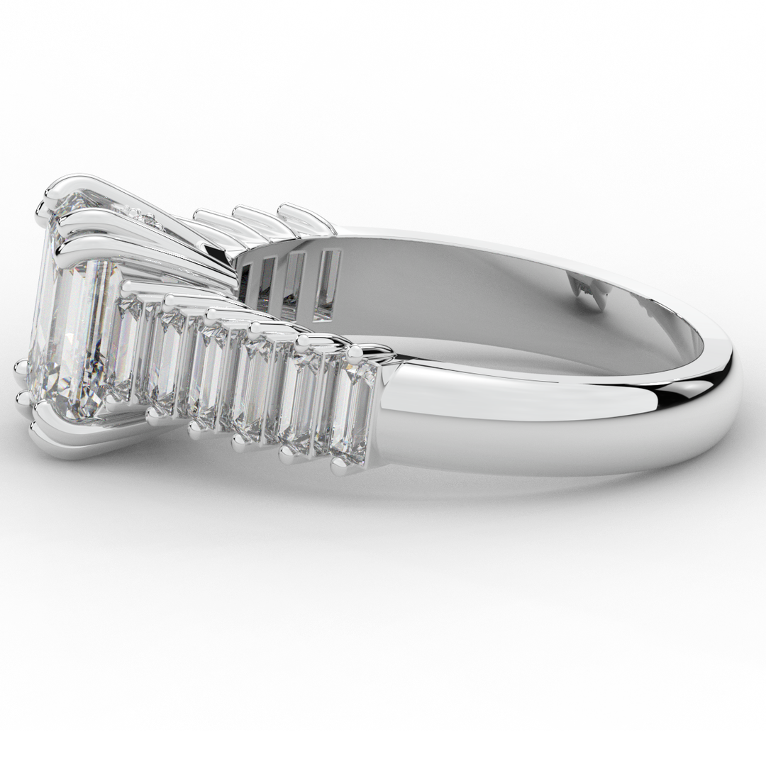 2.60CT.TW EMERALD CUT LAB DIAMOND ENGAGEMENT RING - Nazarelle