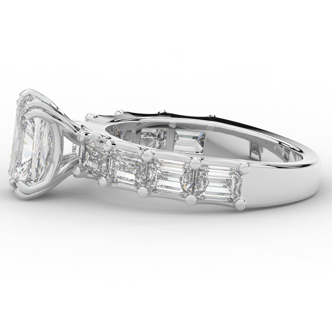 3.75CT.TW RADIANT LAB DIAMOND SOLITAIRE ENGAGEMENT RING - Nazarelle