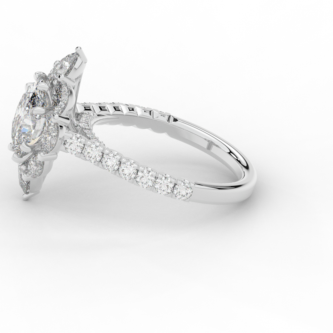 2.75CT.TW OVAL LAB DIAMOND HALO ENGAGEMENT RING - Nazarelle