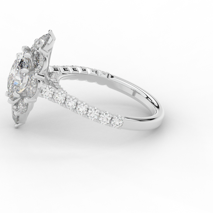 2.75CT.TW OVAL LAB DIAMOND HALO ENGAGEMENT RING - Nazarelle