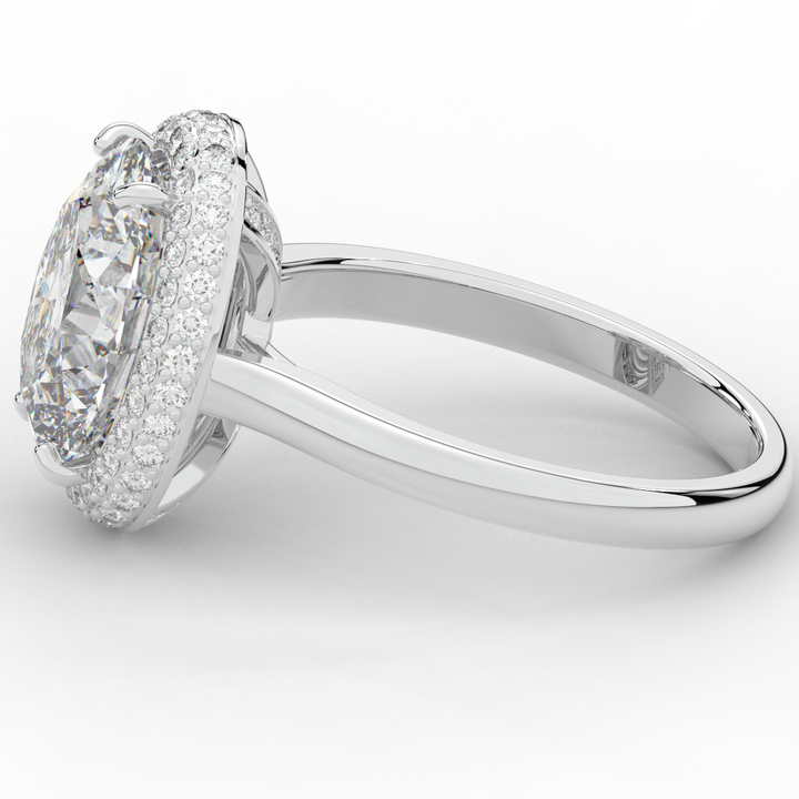 4.40CT.TW OVAL LAB DIAMOND HALO ENGAGEMENT RING - Nazarelle