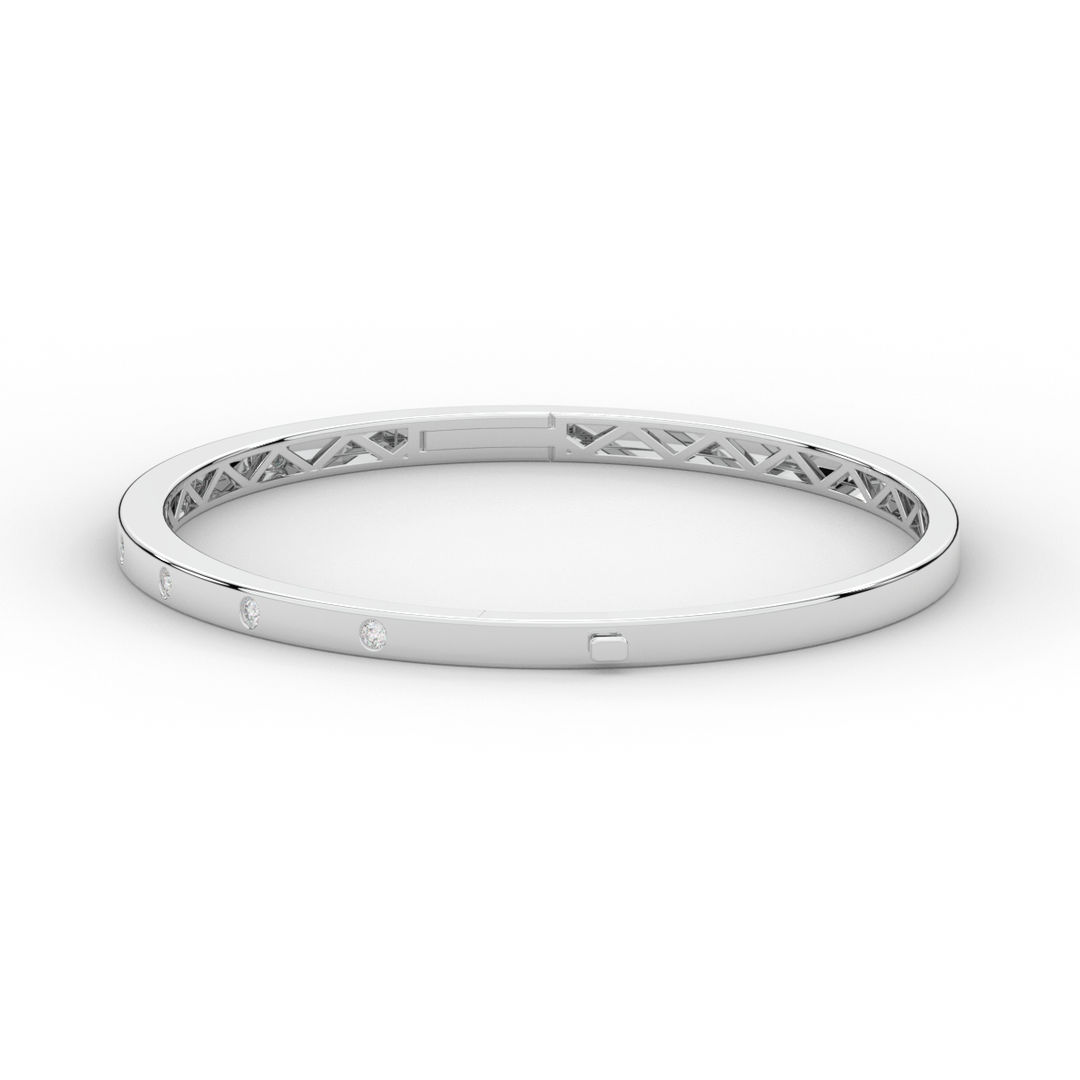 0.15CT.TW ROUND LAB BEZEL SET DIAMOND BANGLE - Nazarelle