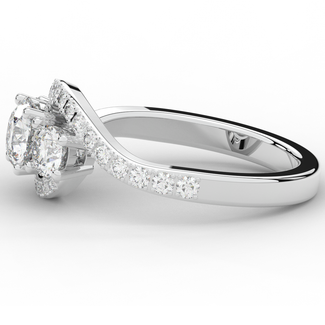 1.65CT.TW ROUND LAB DIAMOND TWIST HALO ENGAGEMENT RING - Nazarelle