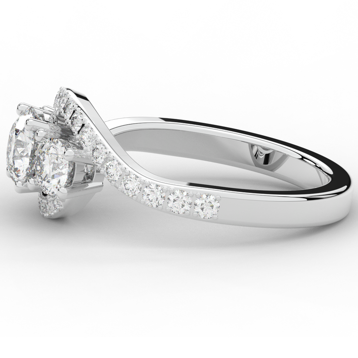 1.65CT.TW ROUND LAB DIAMOND TWIST HALO ENGAGEMENT RING - Nazarelle