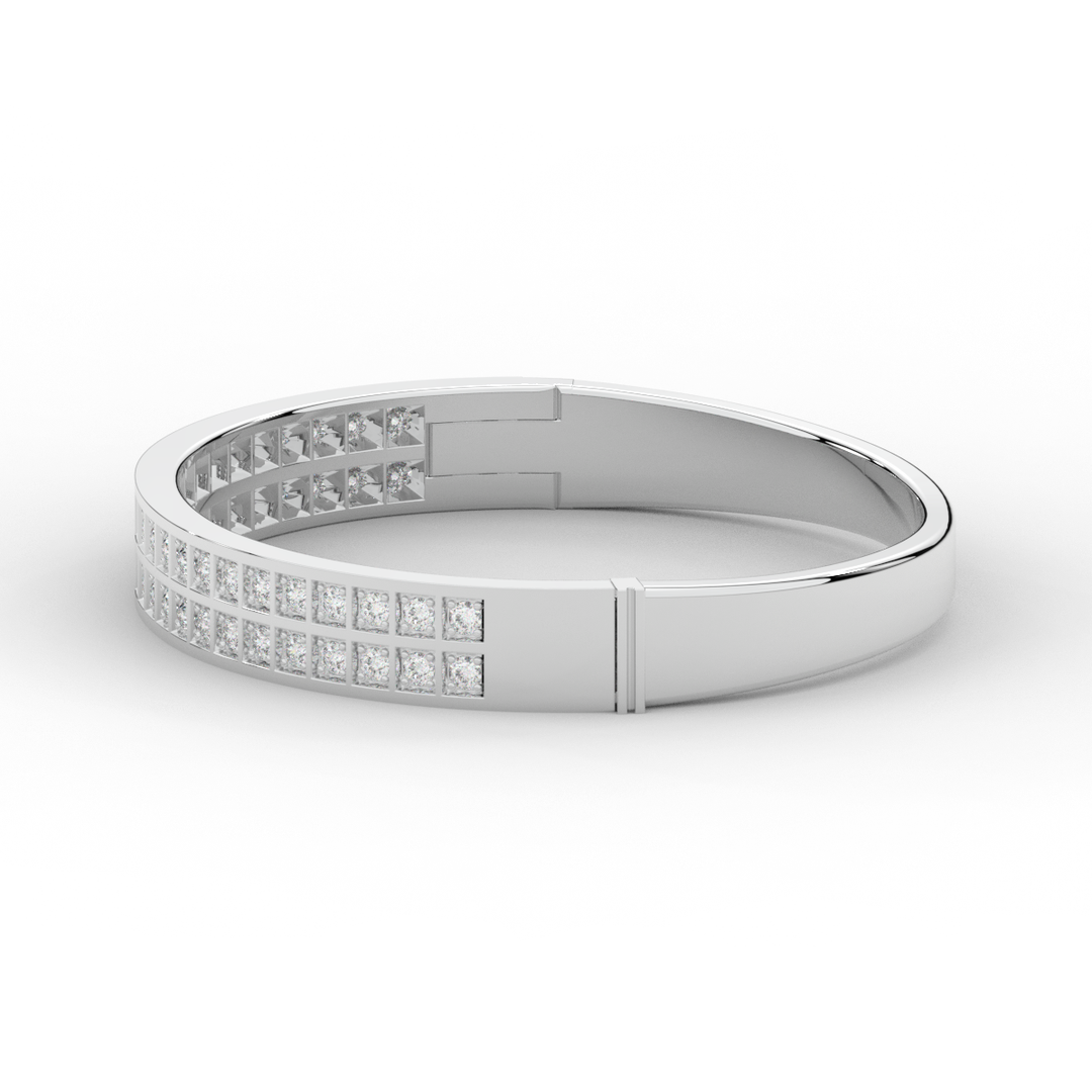 2.00CT.TW ROUND LAB TWO ROW DIAMOND BANGLE - Nazarelle