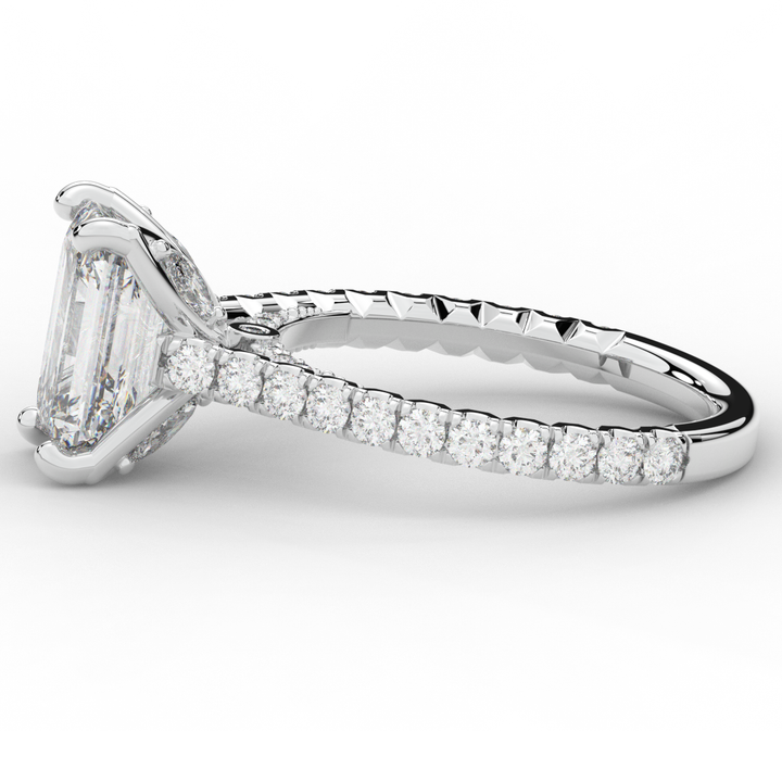2.70CT.TW EMERALD CUT LAB DIAMOND SOLITAIRE ENGAGEMENT RING - Nazarelle