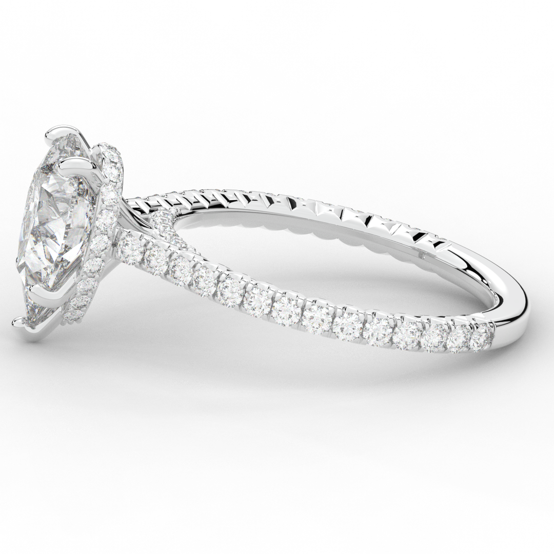 2.50CT.TW PEAR LAB DIAMOND UNDERHALO SOLITAIRE ENGAGEMENT RING - Nazarelle