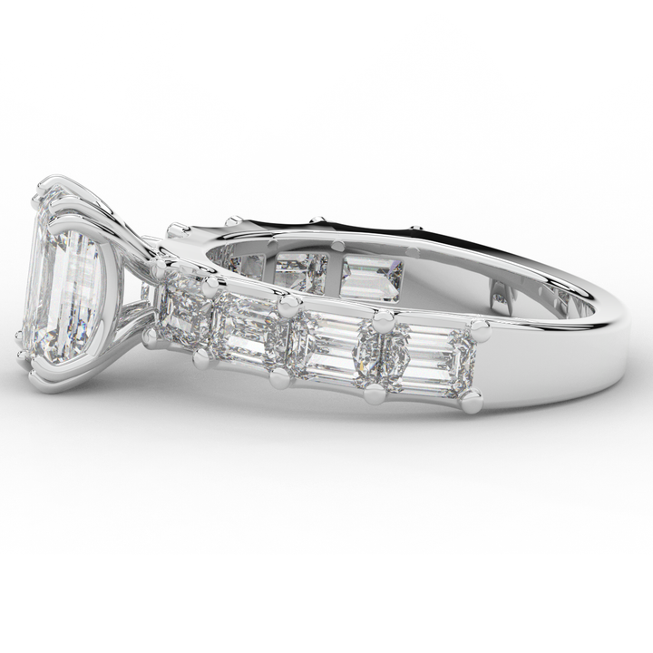 3.75CT.TW EMERALD CUT LAB DIAMOND SOLITAIRE ENGAGEMENT RING - Nazarelle
