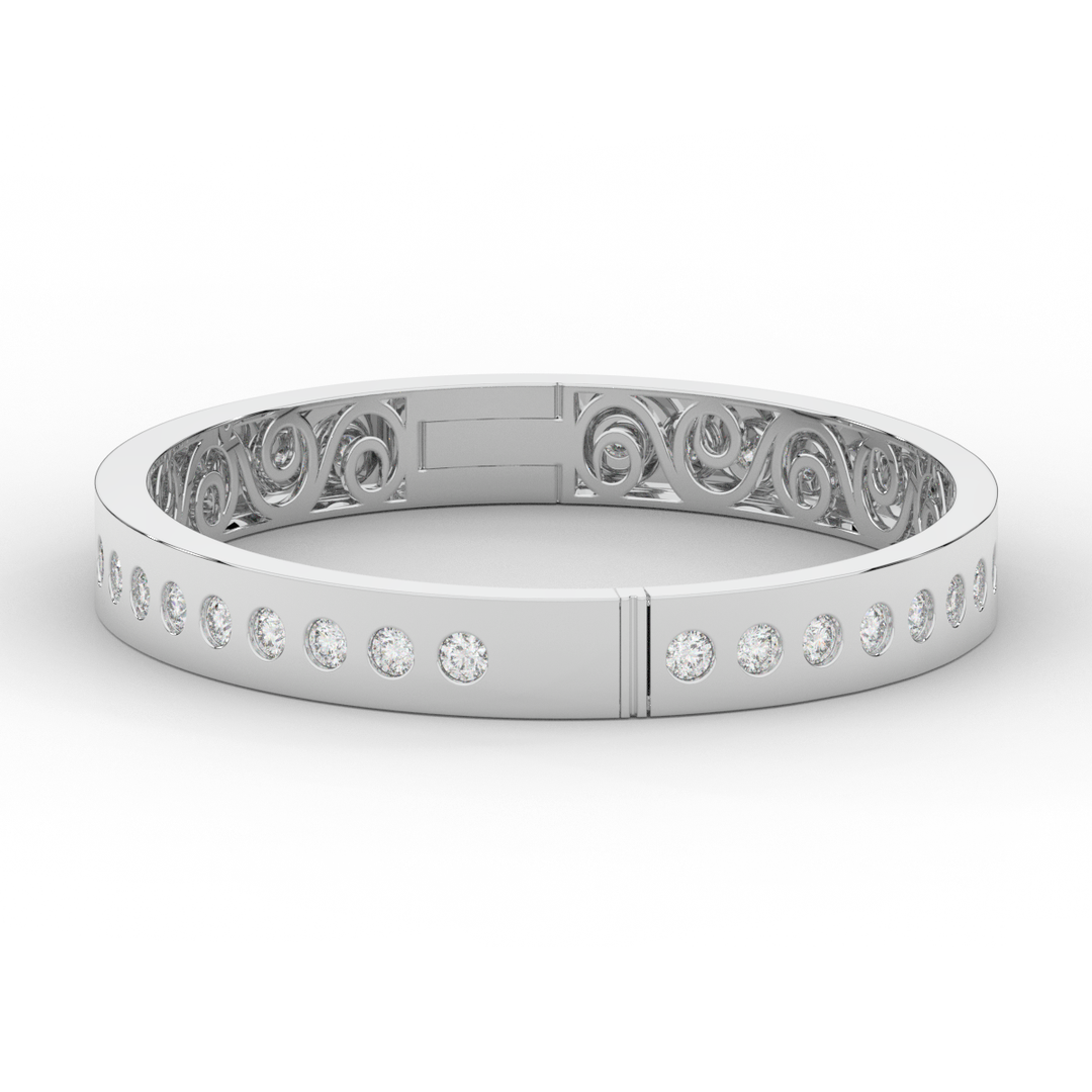 4.50CT.TW ROUND LAB DIAMOND ETERNITY BEZEL SET BANGLE - Nazarelle