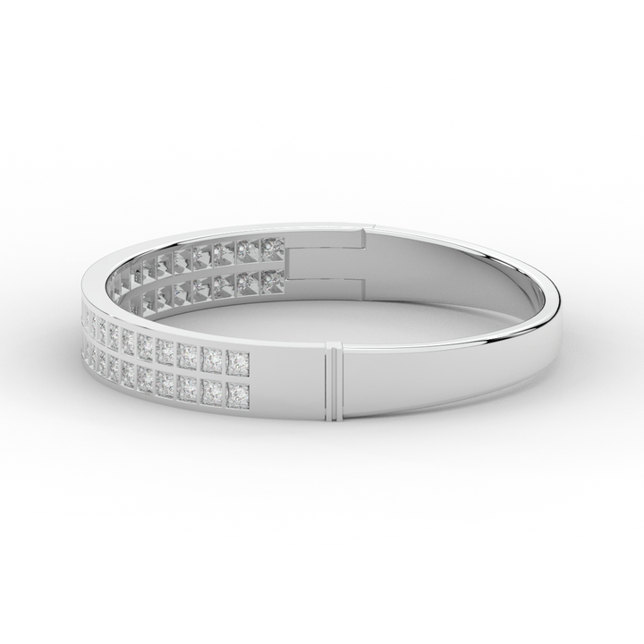 2.00CT.TW ROUND LAB TWO ROW DIAMOND BANGLE - Nazarelle