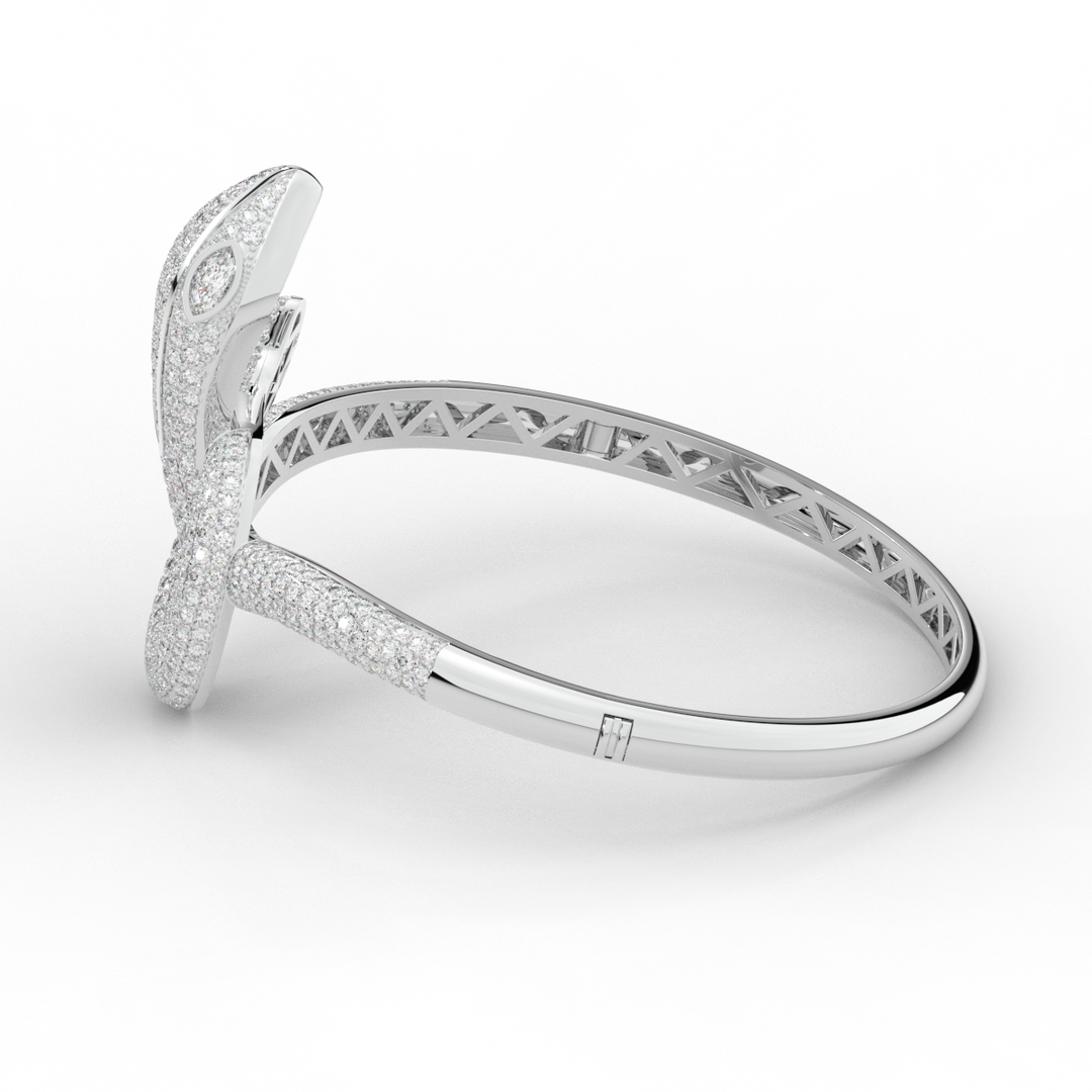 4.90CT.TW ROUND AND PEAR LAB DIAMOND SNAKE BANGLE - Nazarelle