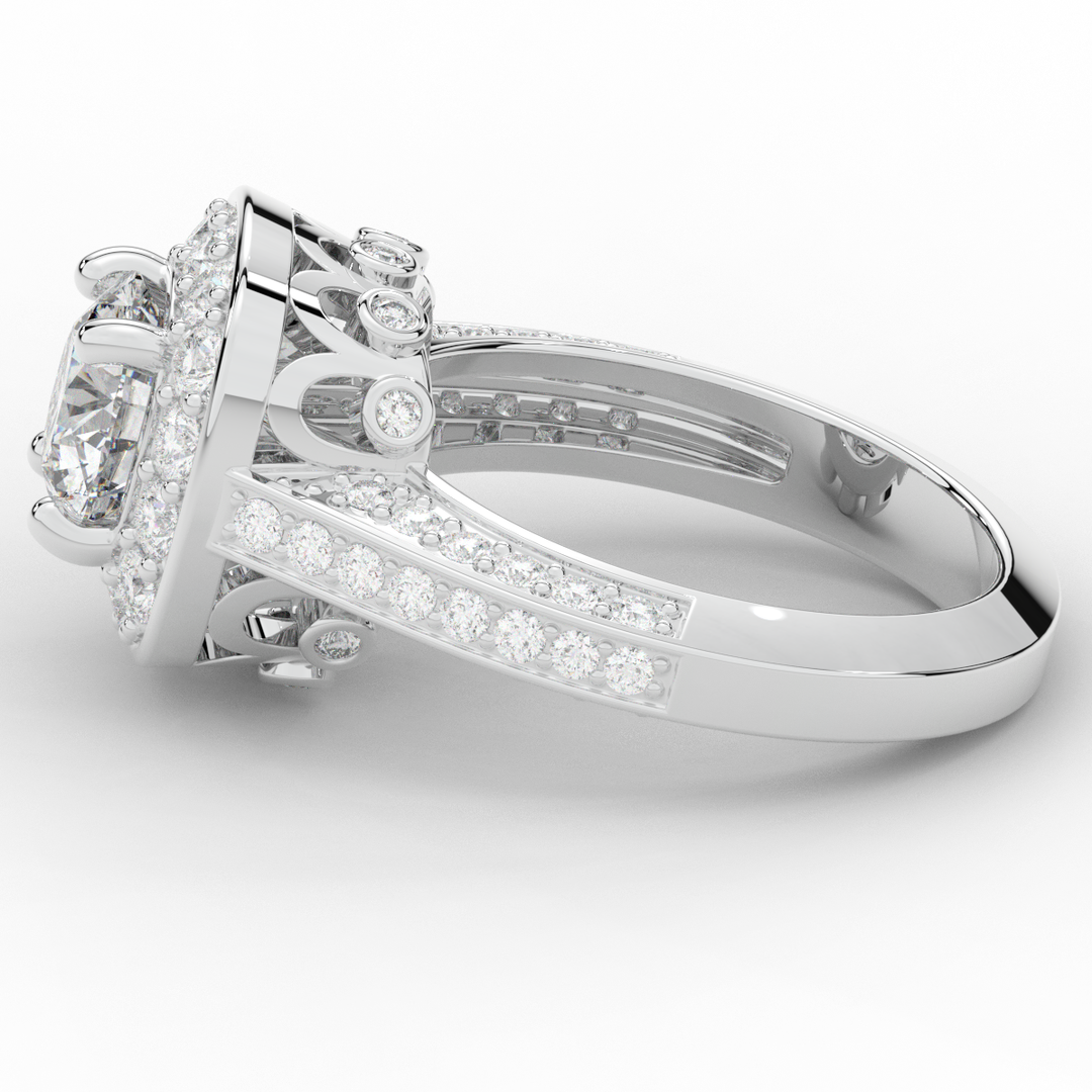 1.50CT.TW ROUND LAB DIAMOND HALO ENGAGEMENT RING - Nazarelle