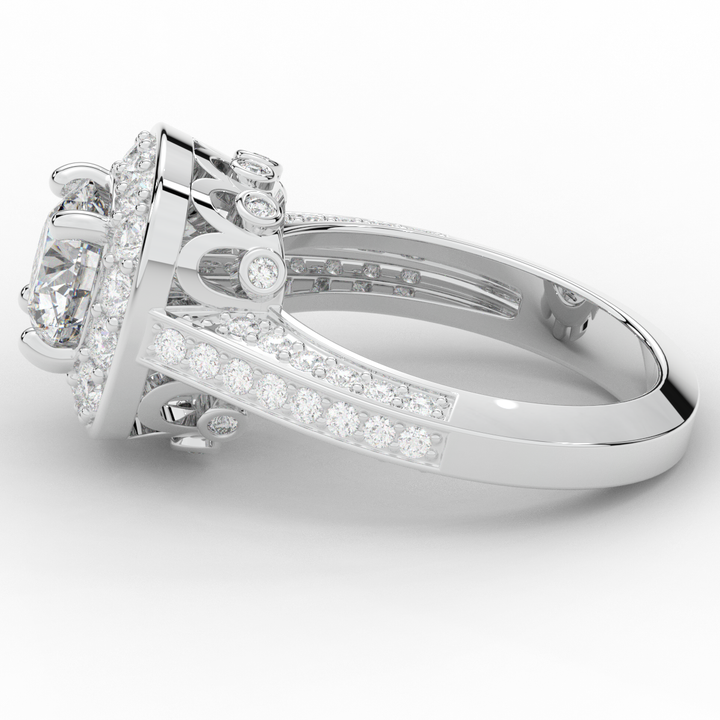 1.50CT.TW ROUND LAB DIAMOND HALO ENGAGEMENT RING - Nazarelle