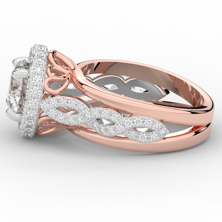 2.85CT.TW ROUND LAB DIAMOND HALO TWO TONE ENGAGEMENT RING - Nazarelle