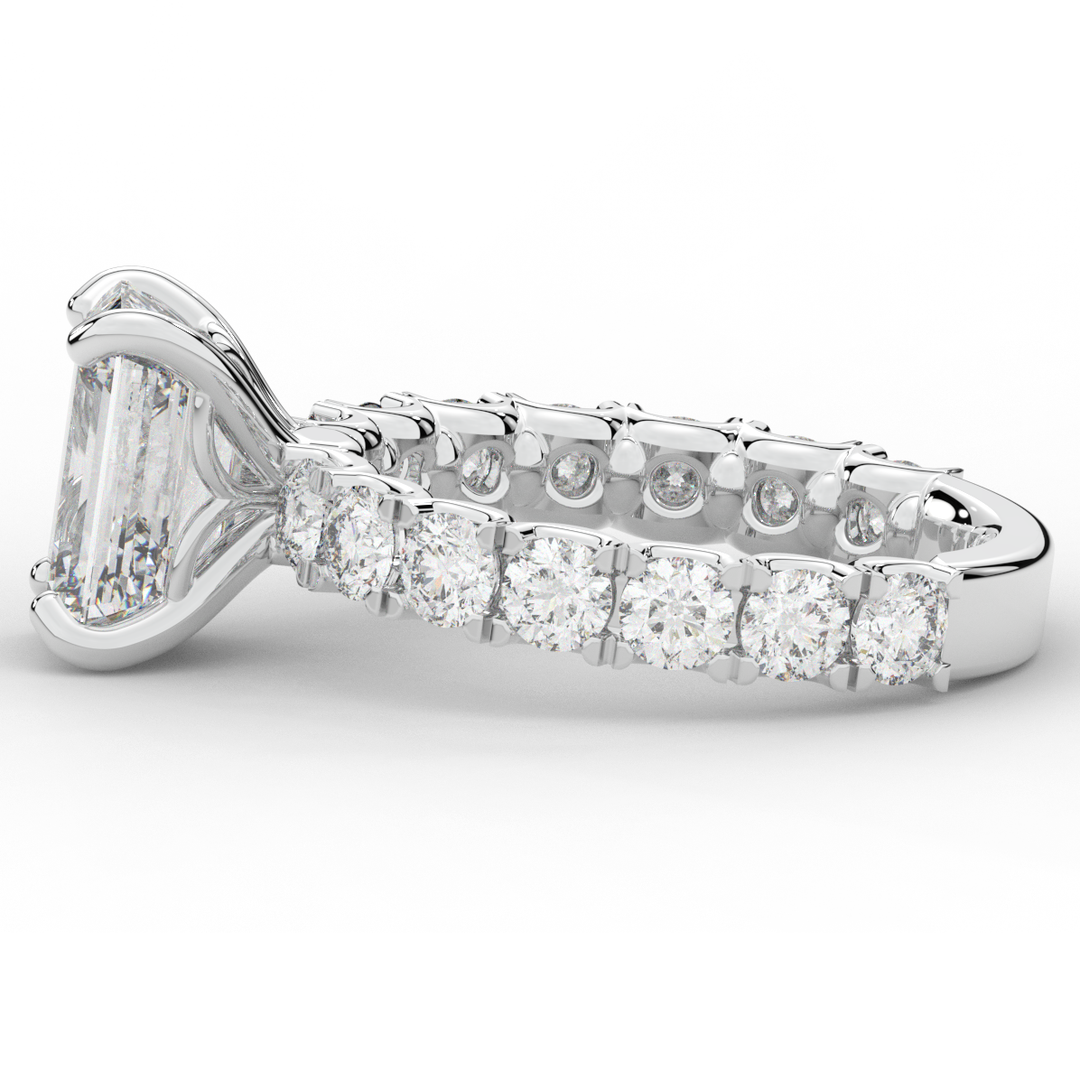 4.35CT.TW EMERALD CUT LAB DIAMOND ENGAGEMENT RING - Nazarelle